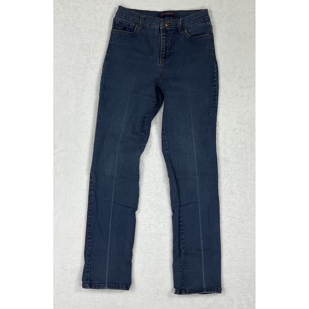 Gloria Vanderbilt Amanda Women 4 Short Blue Embroidered High Rise Straight Jeans